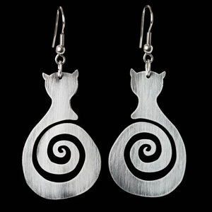 Vintage Cat Spiral Earrings