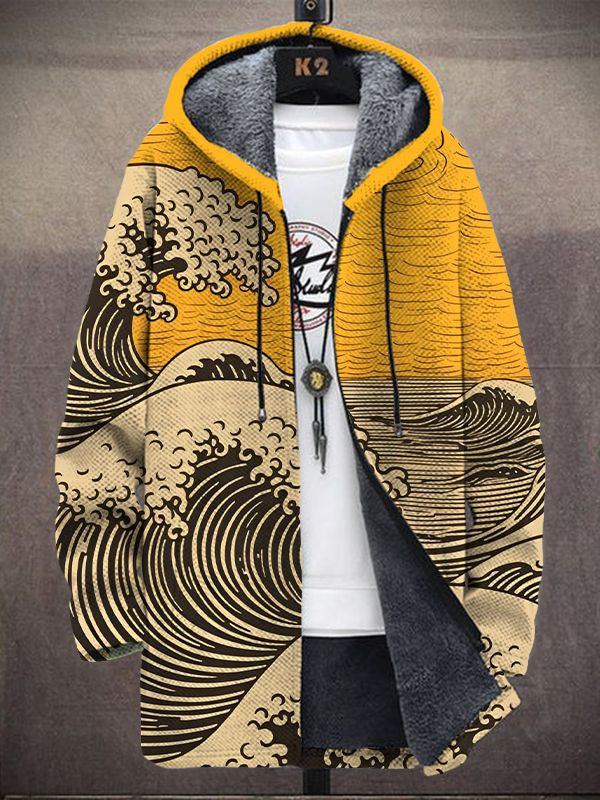 Marie-Noëlle | Manteau à capuche motif vague