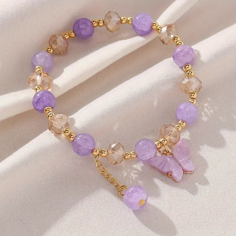 Beautiful Butterfly Beaded Stretch Bracelet