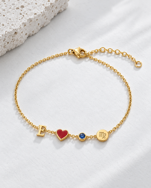 Gepersonaliseerde hartjes armband met initiaal