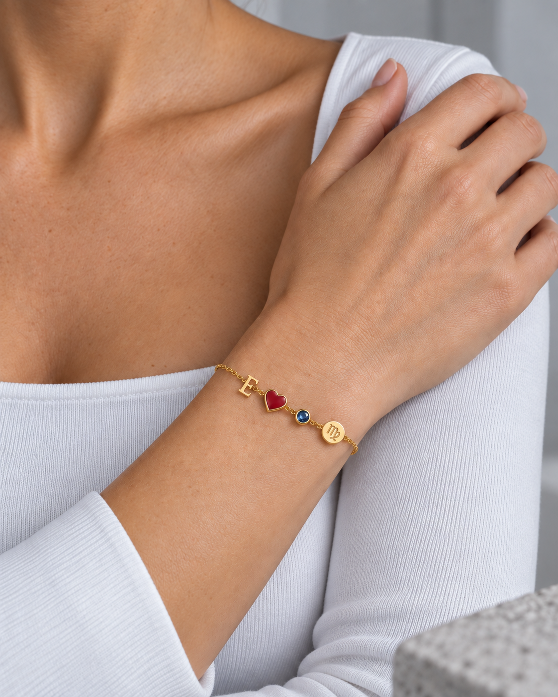 Gepersonaliseerde hartjes armband met initiaal