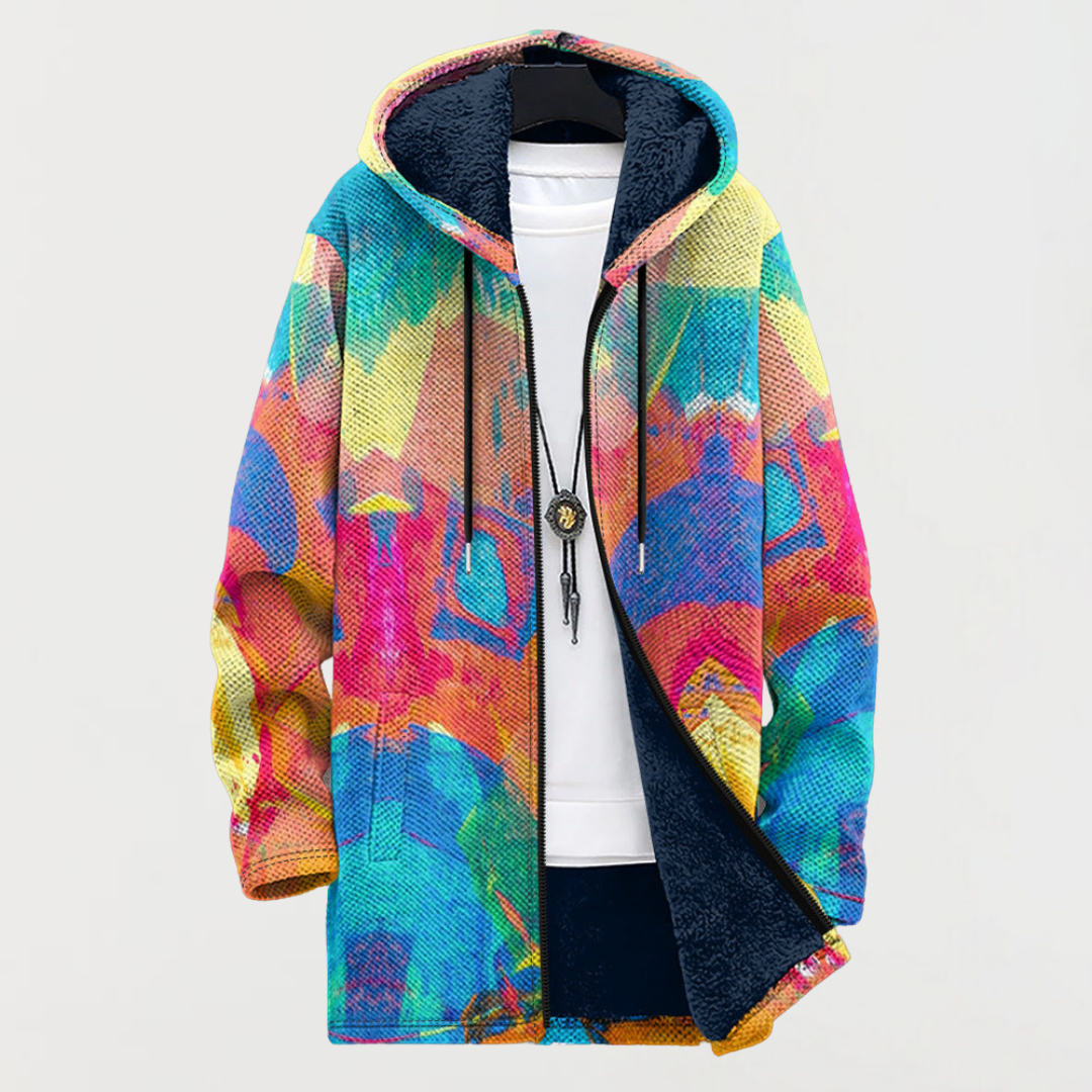 Emery | Manteau à capuche motif artistique coloré
