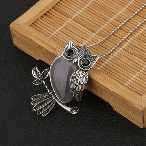Crystal Owl Wisdom Pendant Necklace