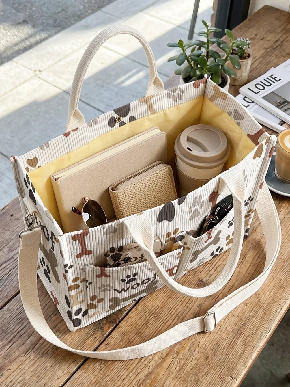 Pattes & Os | Sac cabas en velours côtelé