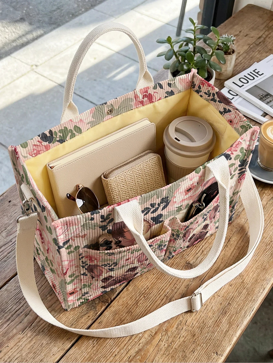Boubou le Bouledogue | Sac cabas en velours côtelé