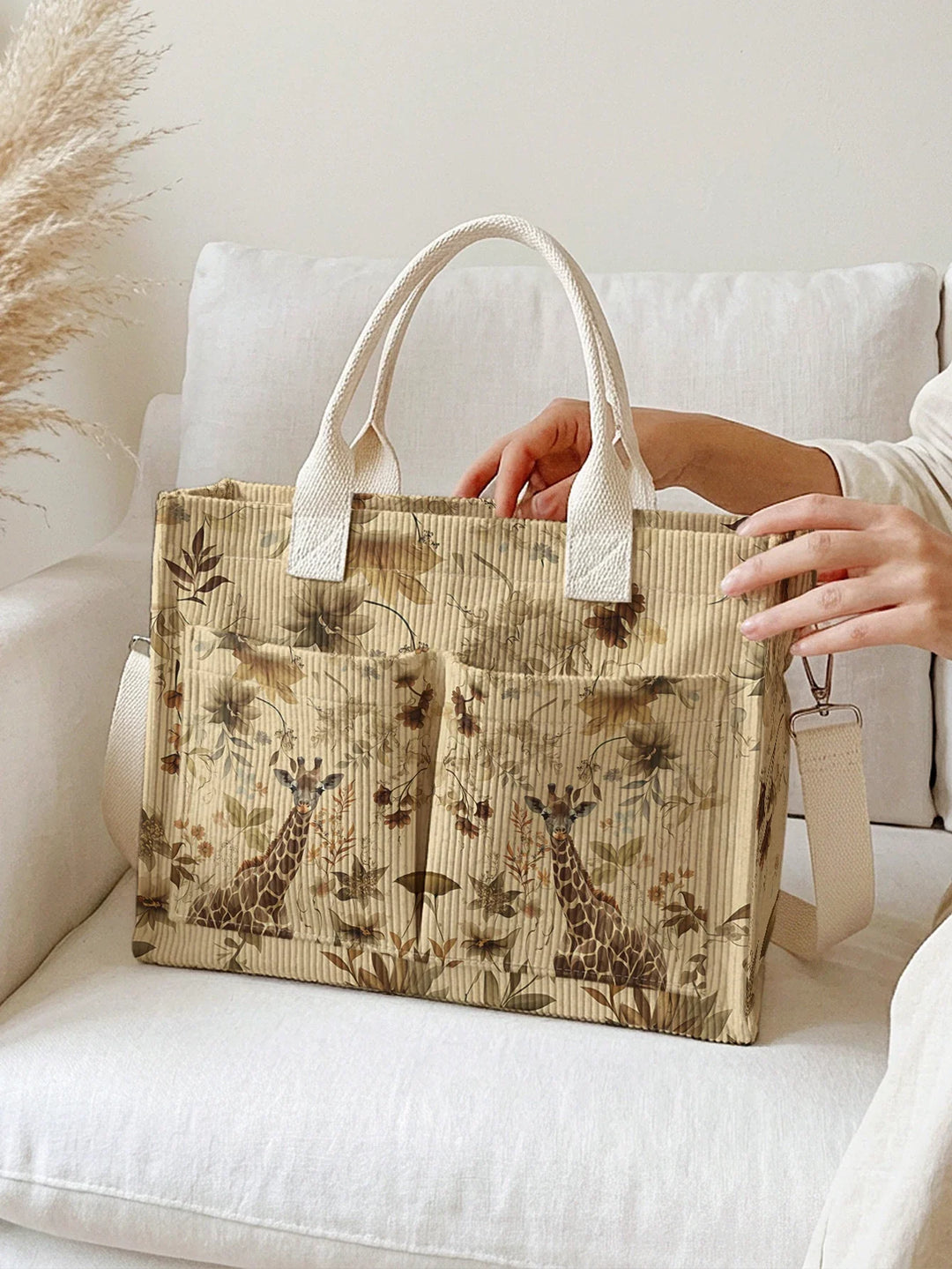 Gigi la Girafe | Sac cabas en velours côtelé