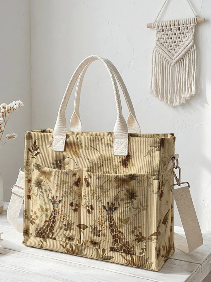 Gigi la Girafe | Sac cabas en velours côtelé