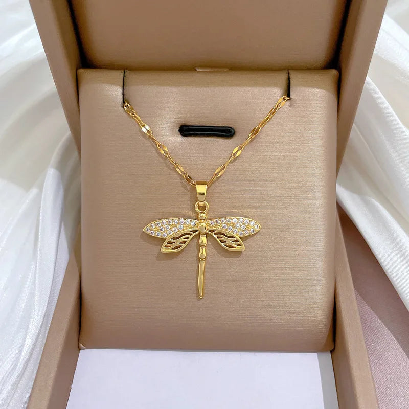 Crystal Dragonfly Necklace – Symbol of Transformation & Beauty
