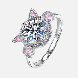 Adjustable Cat Ears Ring with Zirconia