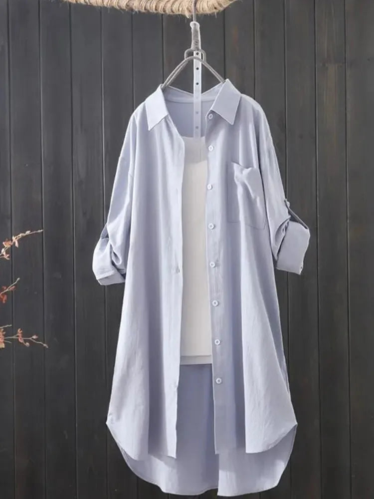Bobbi Bleu ciel | Chemise longue boutonnée
