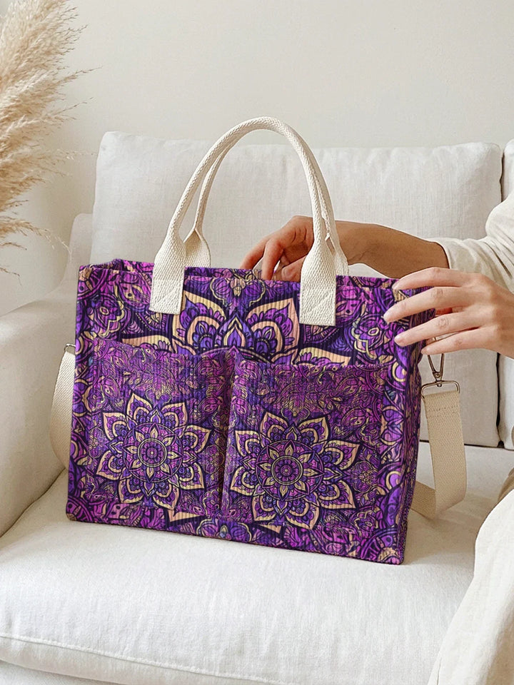Mandala Violet | Sac cabas en velours côtelé