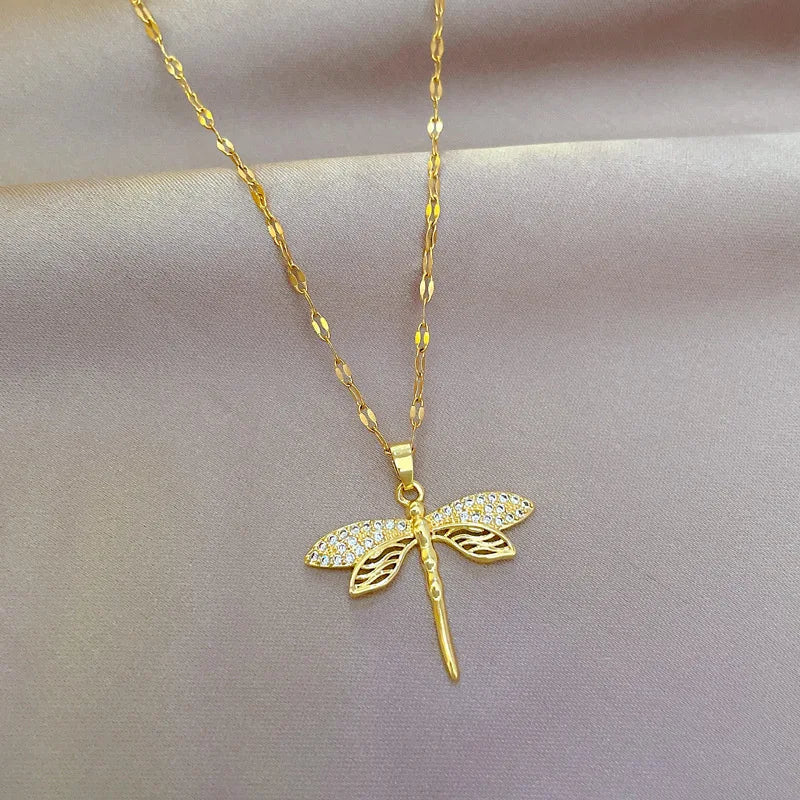 Crystal Dragonfly Necklace – Symbol of Transformation & Beauty