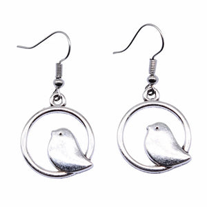 Vintage Bird Charm Drop Earrings – Handmade Boho Jewelry