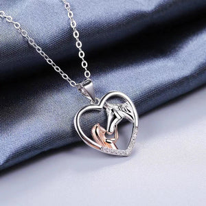 Collier cœur en zircon pour fille avec cheval
