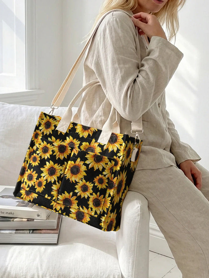 Tournesol Noir | Sac cabas en velours côtelé