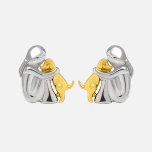 Silver and Gold Two-Tone Hug Earrings