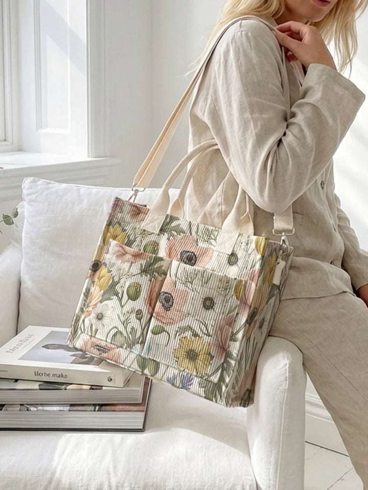 Anémone | Sac cabas en velours côtelé