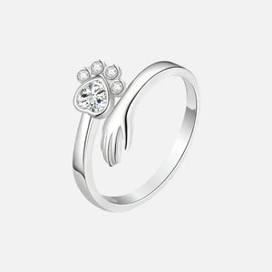 925 Sterling Silver Adjustable Ring – Hand and Paw Print Design