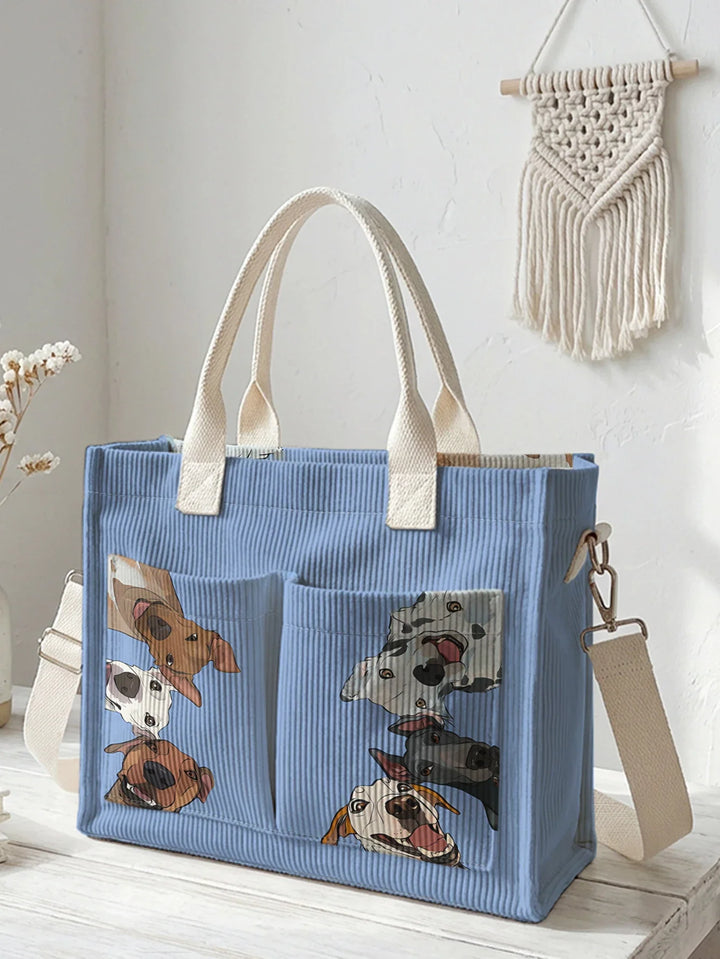 Toutous en Fête | Sac cabas en velours côtelé