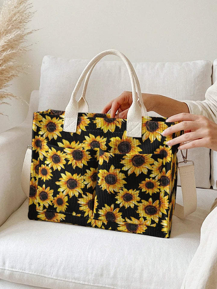 Tournesol Noir | Sac cabas en velours côtelé