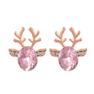 Festive Reindeer Crystal Stud Earrings