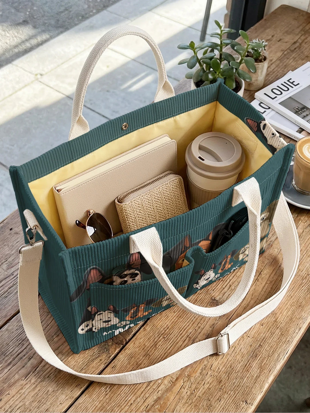 Toutou Bleu | Sac cabas en velours côtelé