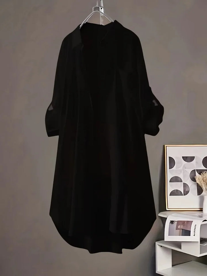 Bobbi Noir | Chemise longue boutonnée
