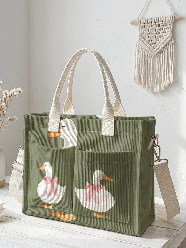 Coin-Coin le Canard | Sac cabas en velours côtelé