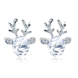 Festive Reindeer Crystal Stud Earrings