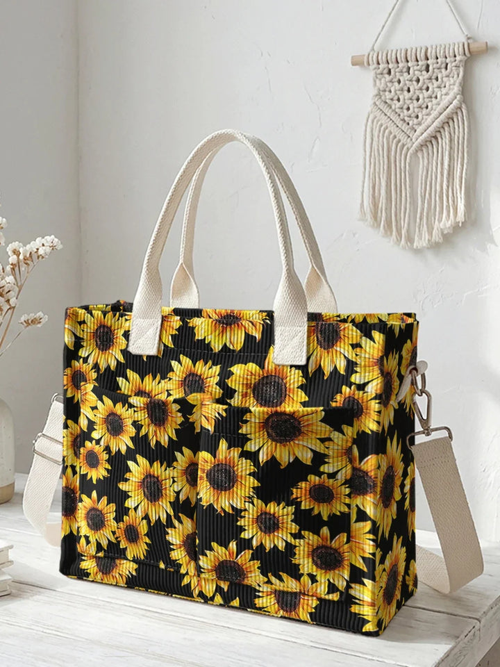 Tournesol Noir | Sac cabas en velours côtelé
