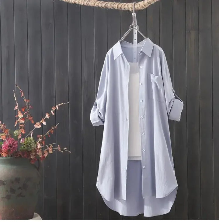 Bobbi Bleu ciel | Chemise longue boutonnée