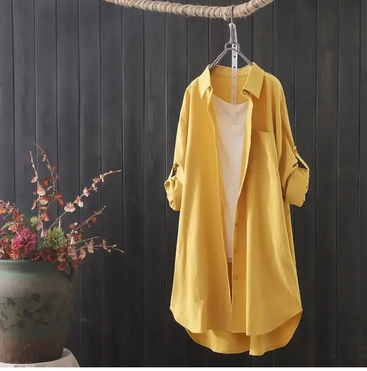 Bobbi Jaune | Chemise longue boutonnée