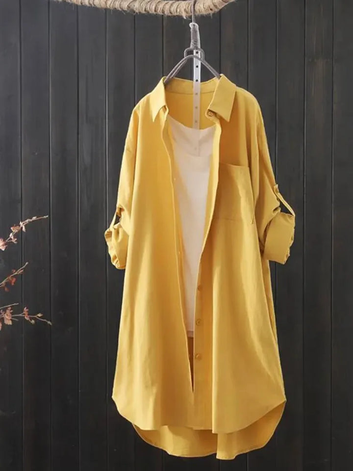 Bobbi Jaune | Chemise longue boutonnée