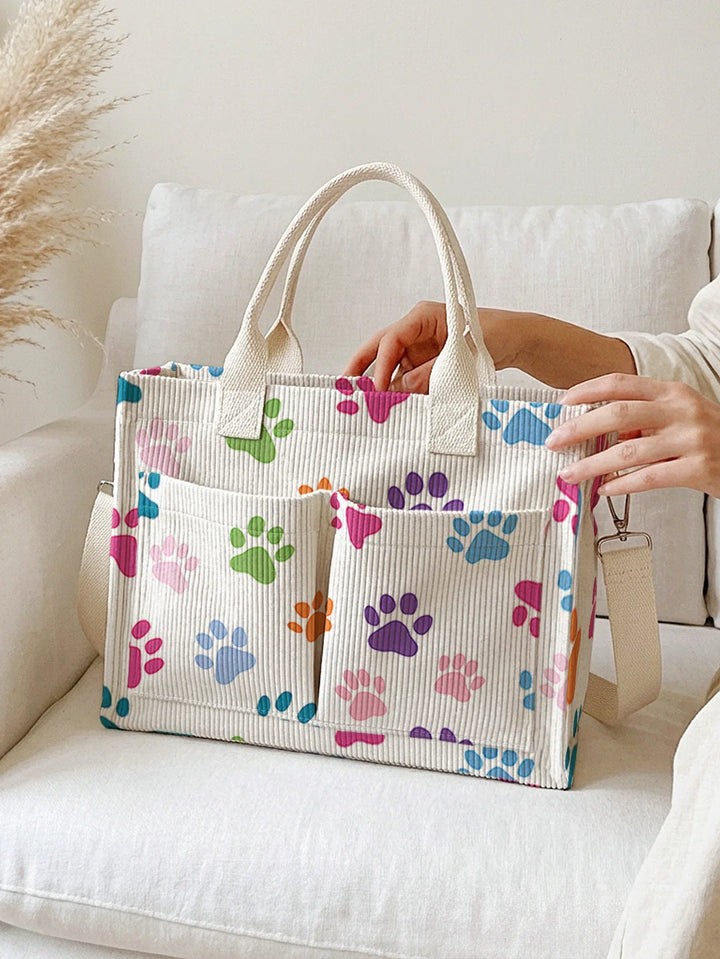 Pattes Colorées | Sac cabas en velours côtelé