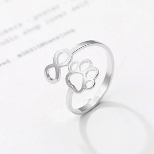 Adjustable Infinity Paw Ring – Stainless Steel
