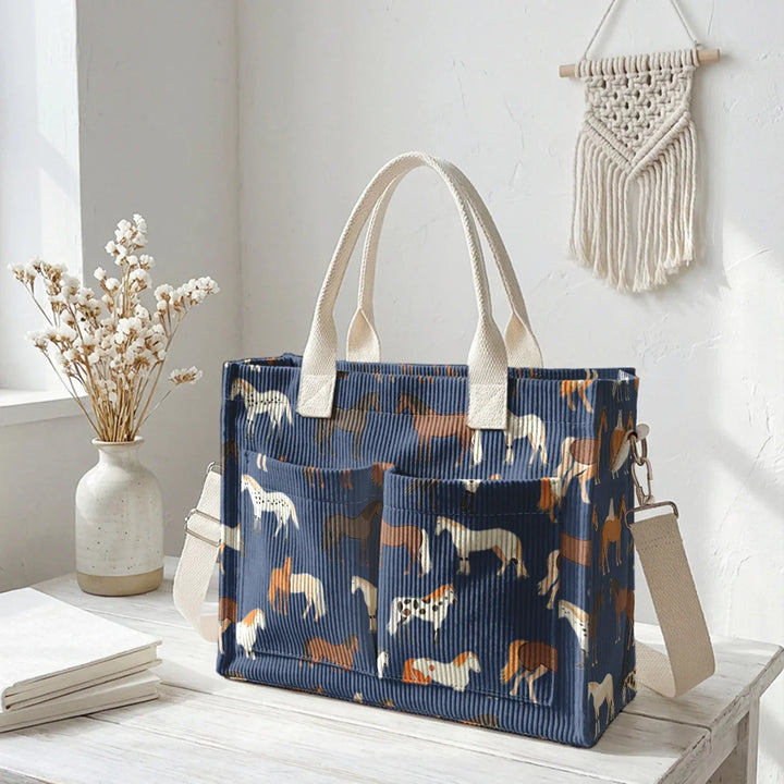 Étoile le Cheval | Sac cabas en velours côtelé