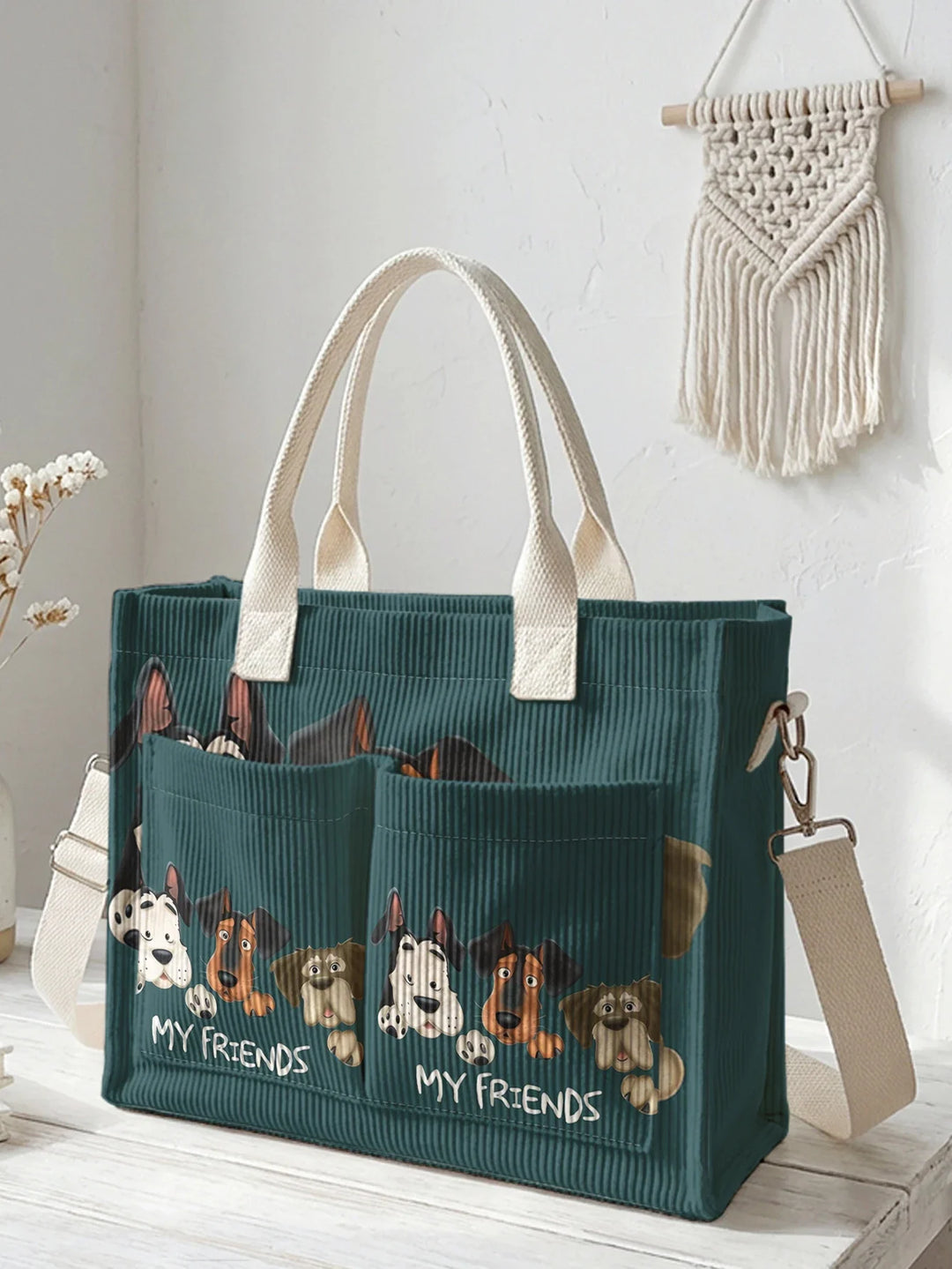 Toutou Bleu | Sac cabas en velours côtelé