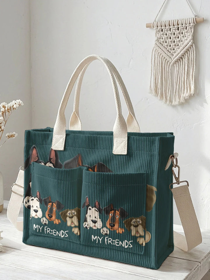 Toutou Bleu | Sac cabas en velours côtelé