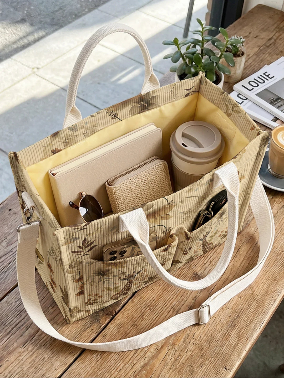 Gigi la Girafe | Sac cabas en velours côtelé