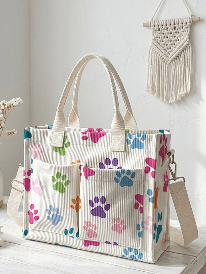 Pattes Colorées | Sac cabas en velours côtelé