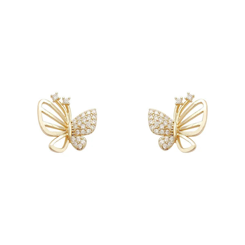 Elegant Zircon Butterfly Stud Earrings