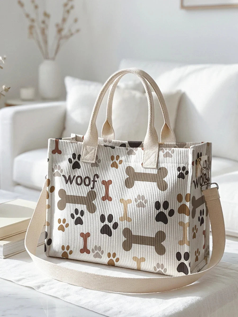 Pattes & Os | Sac cabas en velours côtelé