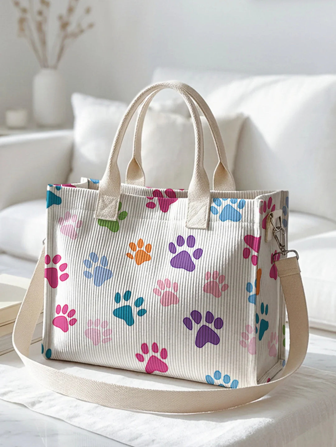 Pattes Colorées | Sac cabas en velours côtelé