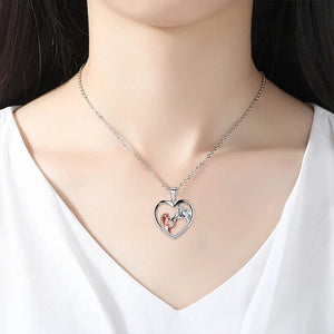 Collier cœur en zircon pour fille avec cheval