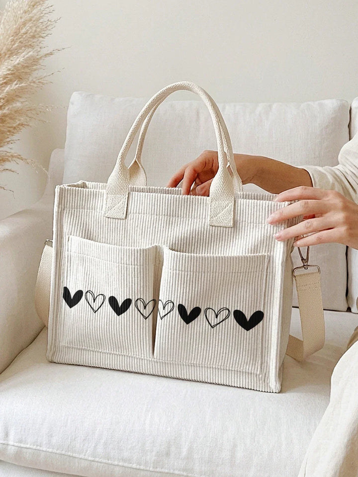 Cœur Noir | Sac cabas en velours côtelé