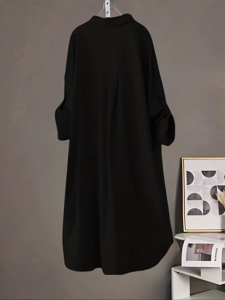 Bobbi Noir | Chemise longue boutonnée