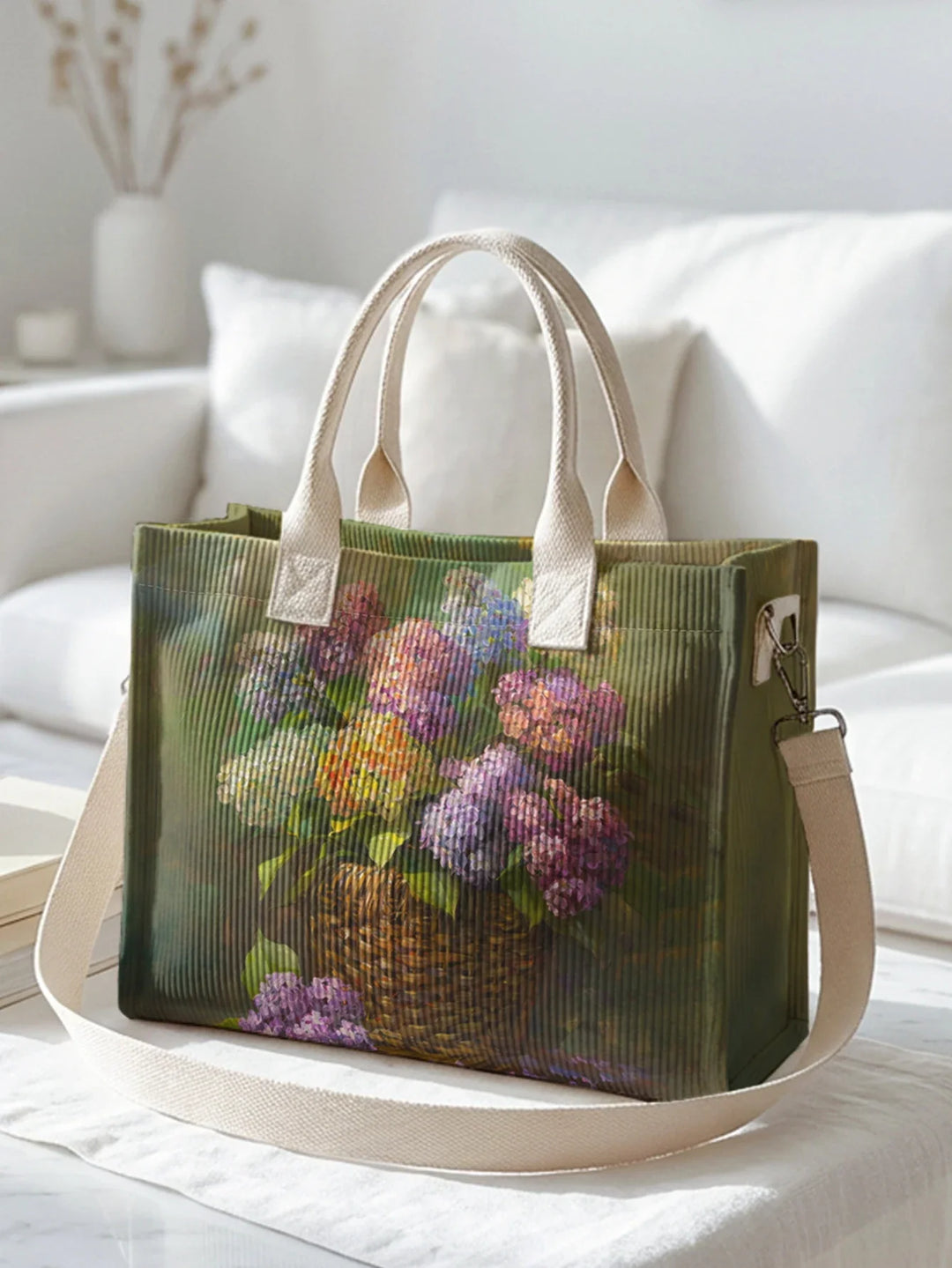 Hortensia | Sac cabas en velours côtelé