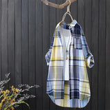 Bobbi Jaune et bleu à carreaux | Chemise longue boutonnée