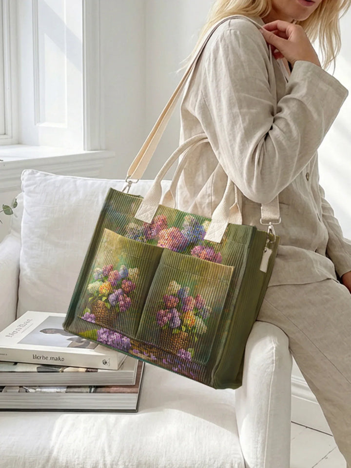 Hortensia | Sac cabas en velours côtelé