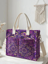 Mandala Violet | Sac cabas en velours côtelé